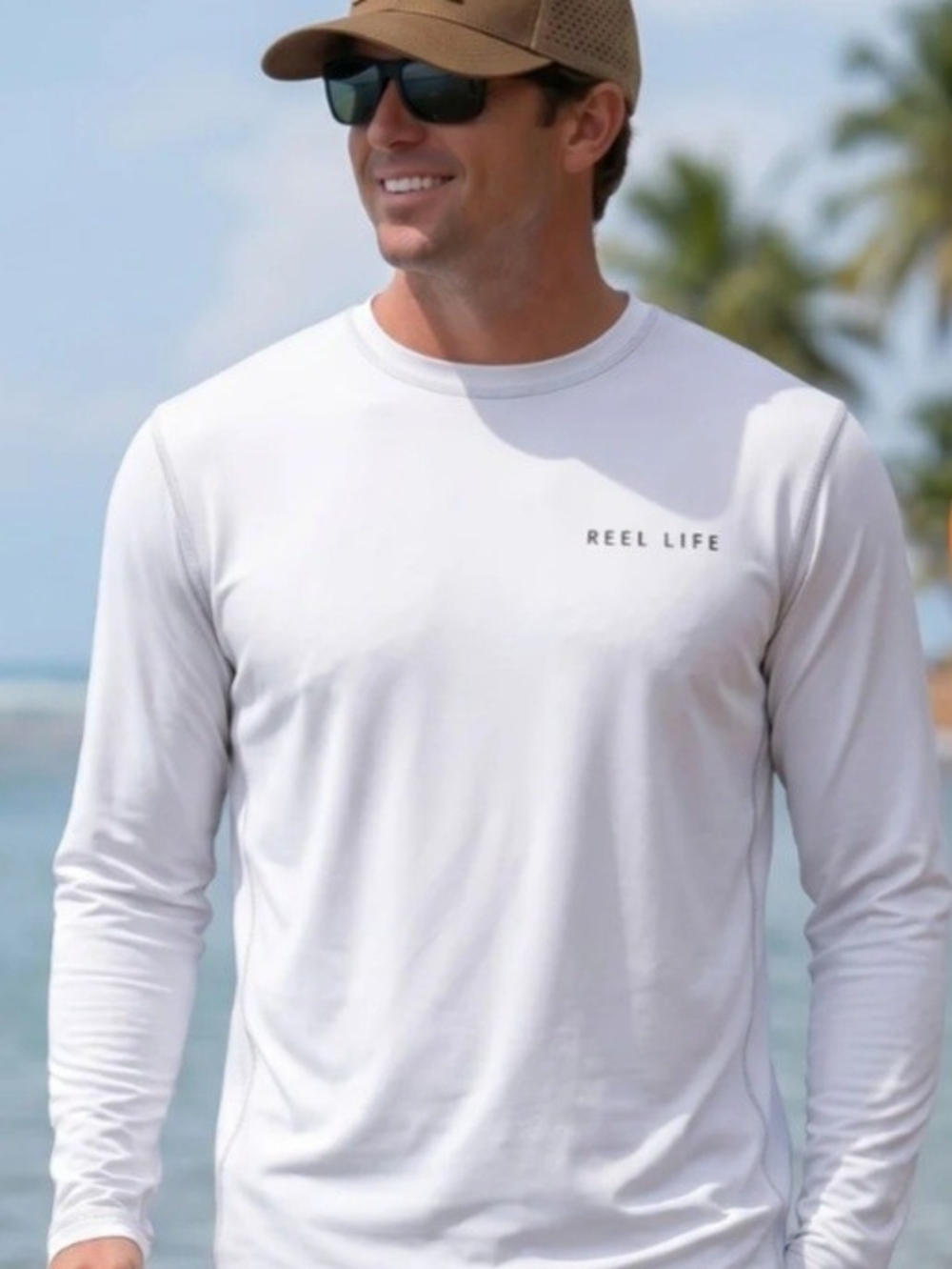Reel Life Jax Beach Mens Size Small UPF 50 Long Sleeve Crewneck Shirt
